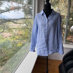 Quince Light Blue 100% Linen Shirt, Medium